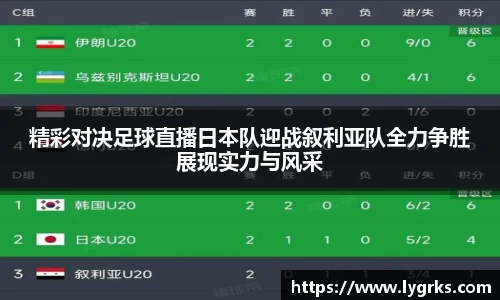 精彩对决足球直播日本队迎战叙利亚队全力争胜展现实力与风采